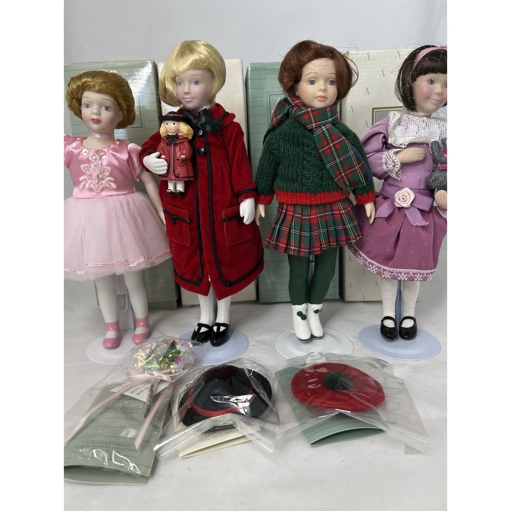 Lot 4 Vintage 1990s Avon Childhood Dreams Porcelain Dolls Kitty Love Ballet